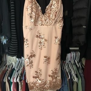 Rose gold sequin dress